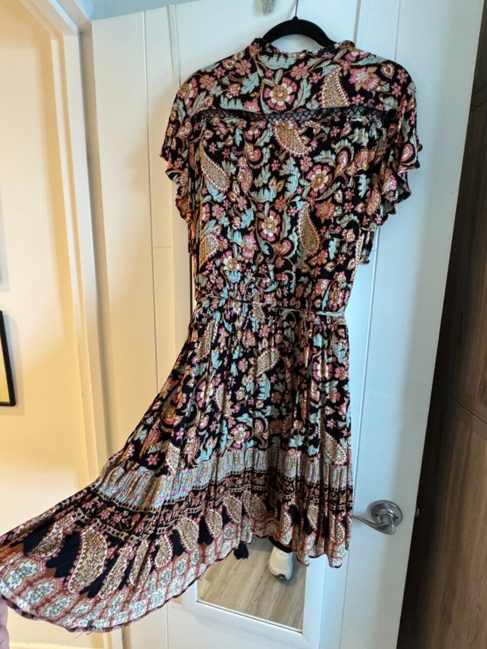 City Chic Starling Reine Paisley Boho Tassel Belt Mini Dress Plus Size M 18 - Picture 4 of 9